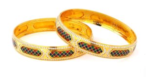 Colourful gold bangles