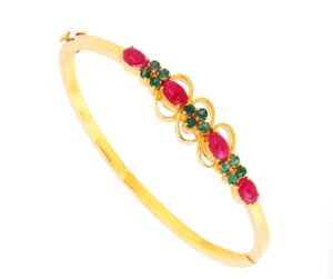Simple ruby and emerald bracelet bangles