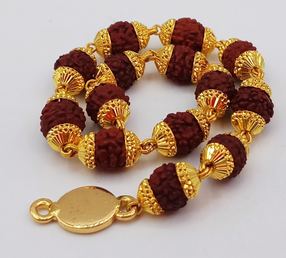 Gold Bracelet With Rudraksha Beads