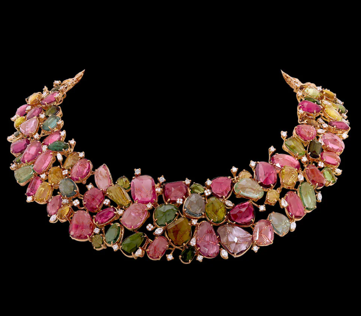 Multicolour Tourmaline Diamond Necklace