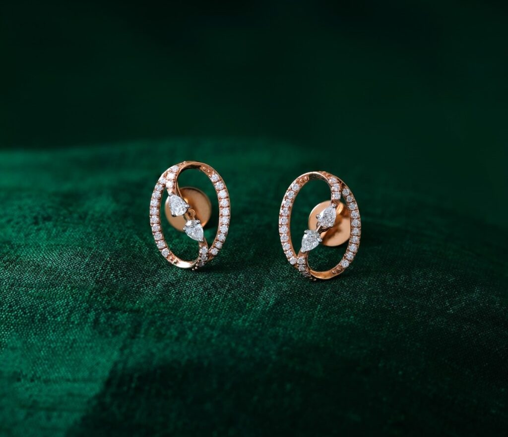 Gold Earrings with Diamond Accents