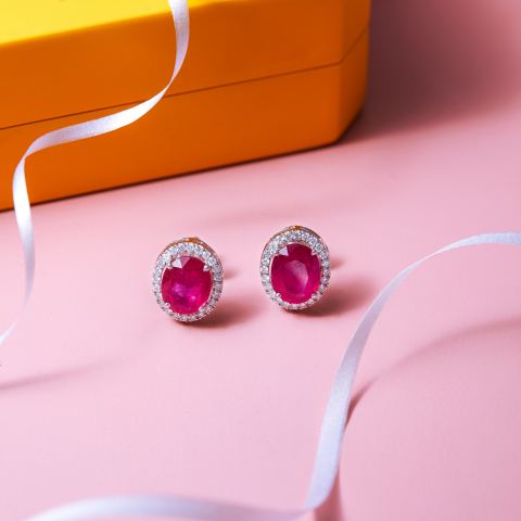 Ruby Diamond Stud Earrings