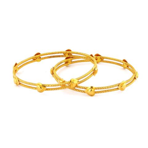 Heart Motif Gold Bangles