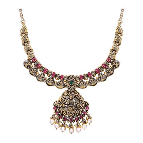 Lakshmi Necklace with Ruby Accents