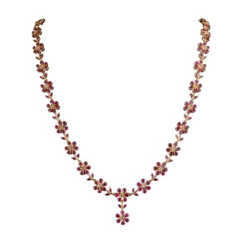 Sanjeeta Floral Ruby Necklace Design