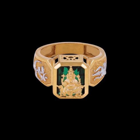 Lord Ganesha Motif Emerald Ring